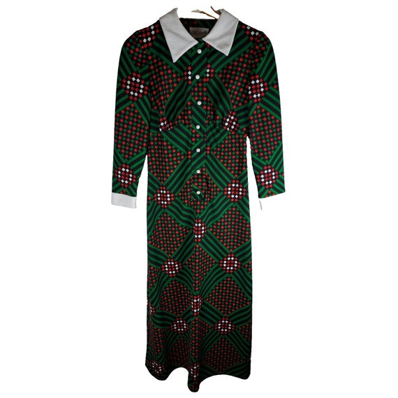 Womens Vintage Dress Maxi Polyester Christmas 196… - image 1