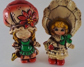 Vintage Western Girls Christmas Ornament Plastic 1970s Bonnet Made in Japan