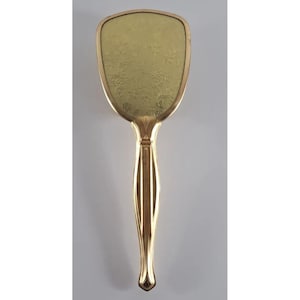 Vintage Womens Hair Brush Gold Tone Floral Fleur De Lis Plastic Bristles 9.5&quot;