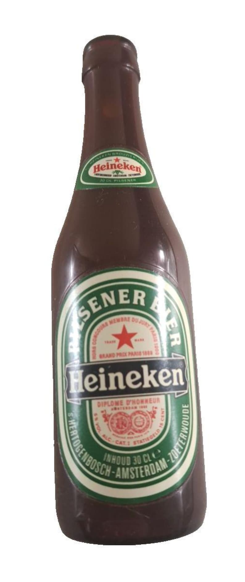 Vintage Heineken Pilsener Bier Botella Abridor Botella Marrón Recuerdo Amsterdam imagen 1