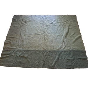 Vintage Army Issue Blanket Olive Green Wool Cotton Blend American Military 74x60