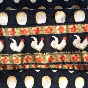 Vera Bradley Chanticleer Liner Cloth Strip Chicken Egg 1998 Basket Bag image 7