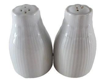 Vintage Kaiser Romantica Salt & Pepper Shakers White Ribbed Porcelain Elegant