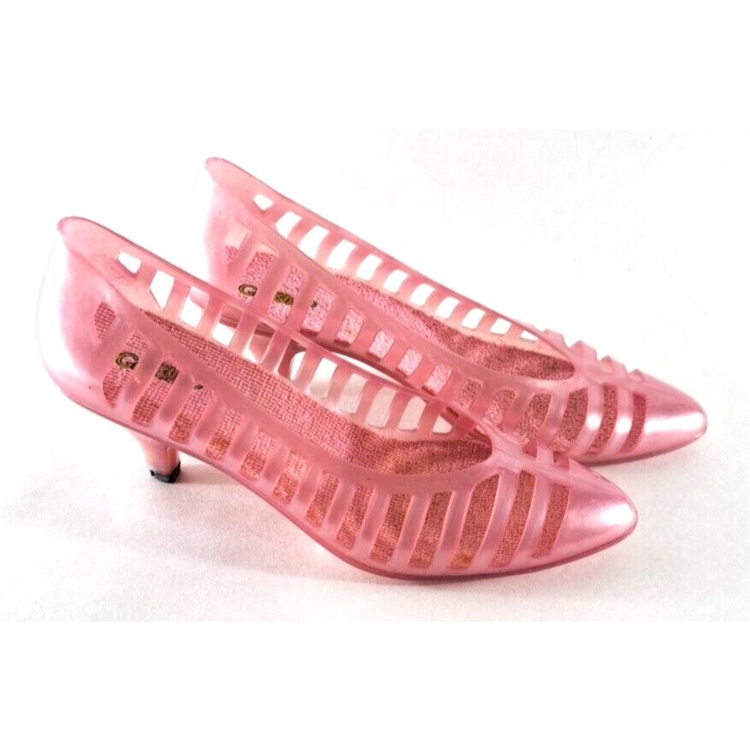 Womens Vintage Heels Plastic Jelly Jellies Pink 80s Retro Etsy