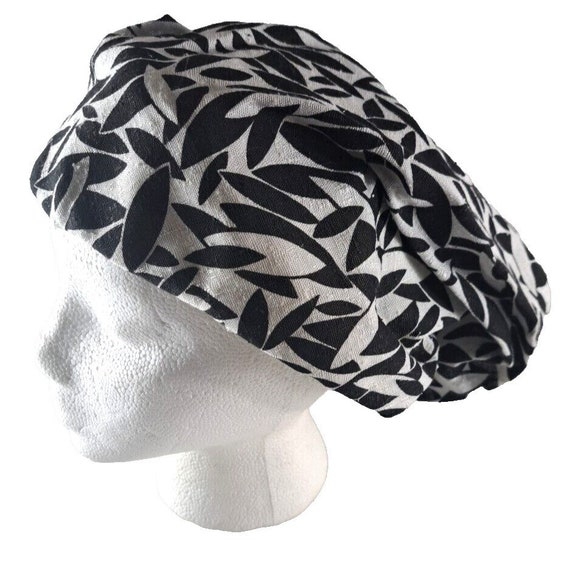 VTG Finley Womens Turban Hat Bonnet Black White Ab