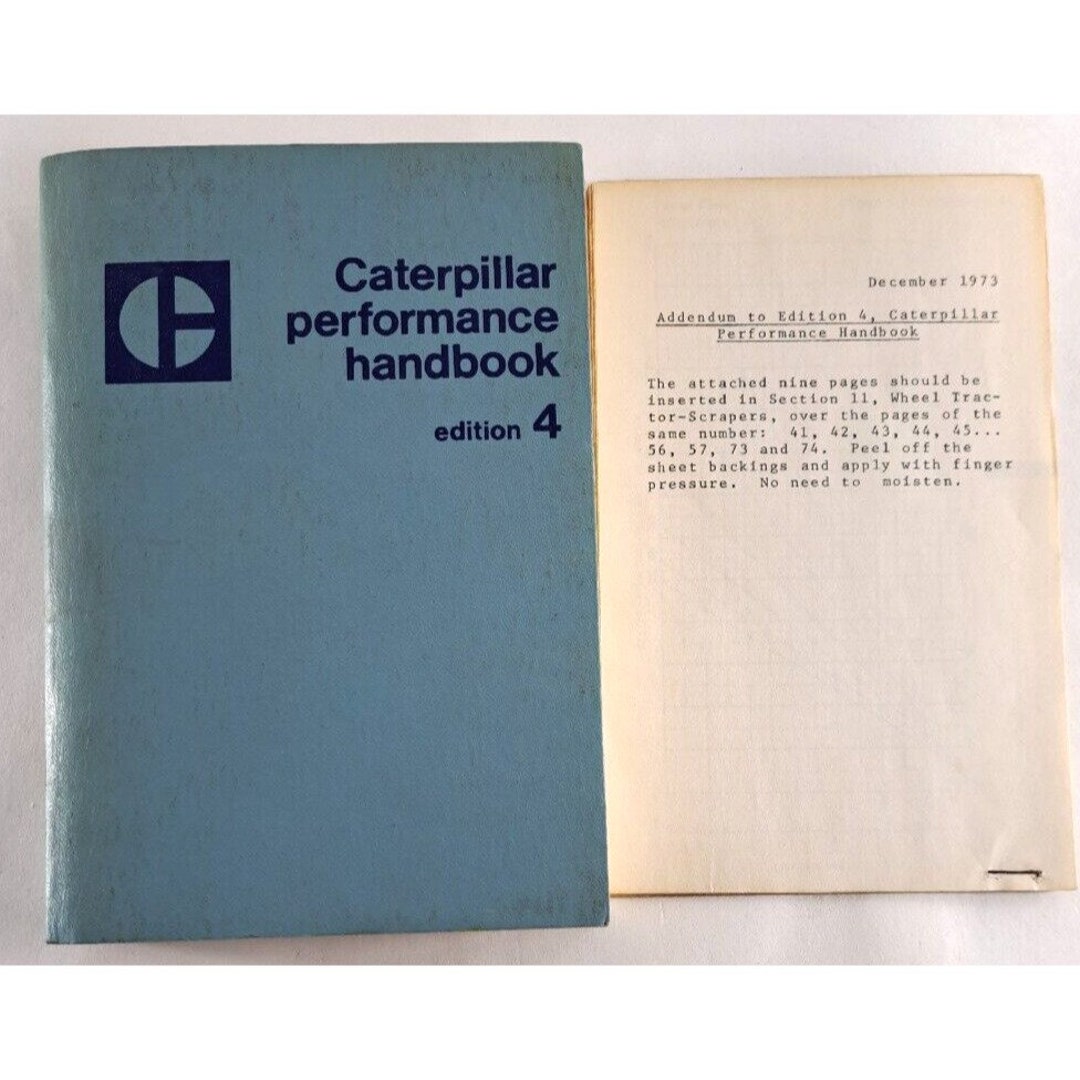 CAT Caterpillar Performance Handbook Edition 4 1974 Blue Cover W ...