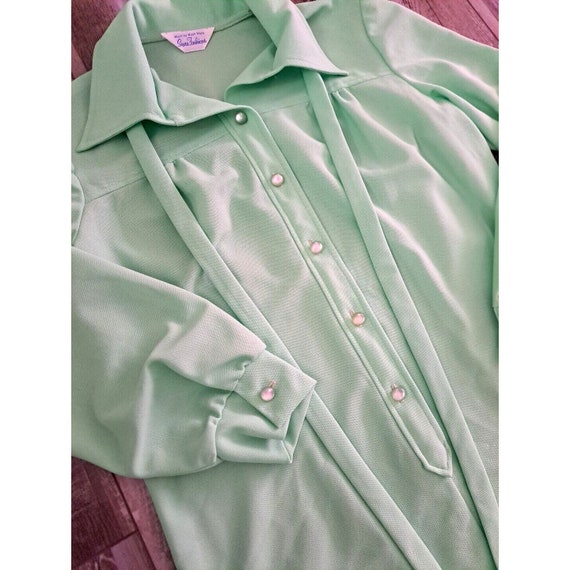 Vintage Womens Sears Shirt Dress Shift Midi Polye… - image 2