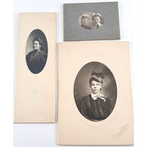 Antique Photograph Lot of 3 Edwardian Young Women Girls Rusterhouer Negaunee MI