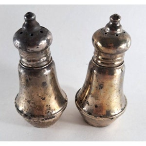Agitatori di sale e pepe pesati in argento sterling Duchin vintage con inserti in vetro da 3,5 pollici