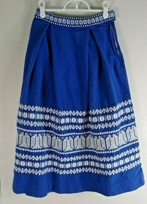Women's Vintage Skirt Blue Embroidered Ethnic Trad