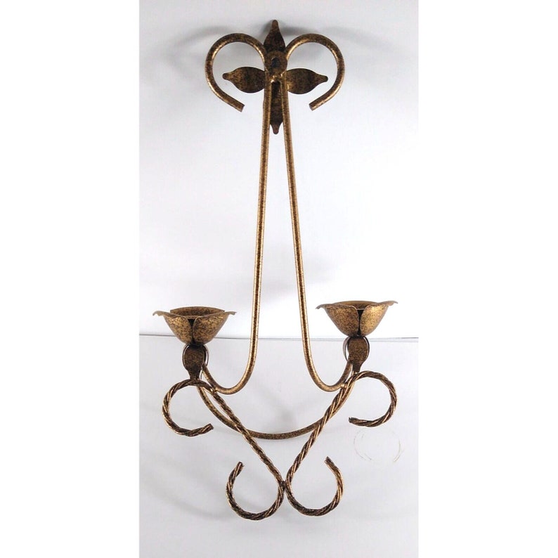 Vintage Metal Wall Decor Candle Holders Sconce Floral Roses Etsy