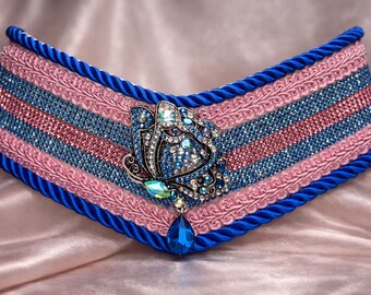 Collar Butterfly Dog Collar Pink Blue