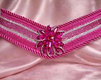 Collar Fushia Flower Dog Collar Pink Fushia