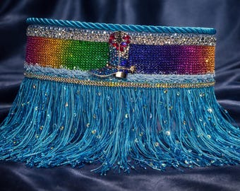 Collar Cow Boy Boot  Designer Dog Collar Rainbow