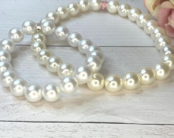 Collar Pearl Necklace White or Beige Dog Necklace