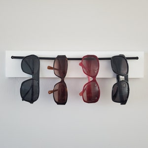 White Melamine Sunglass Rack: Wall Mount Eyeglass Organizer