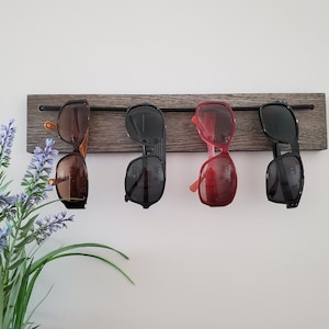 Carter Oak Laminate Sunglass Rack: Wall Mount Eyeglass Organizer