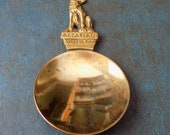ALSATIAN WOLF DOG antique Brass Tea Caddy Spoon Vintage Made in England c1890