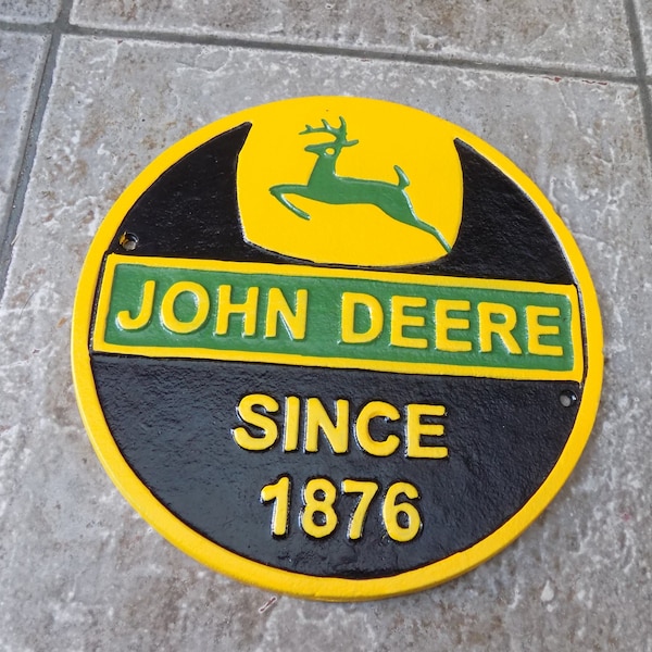 Superb Heavy Cast Iron " JOHN DEERE SINCE 1876 " Advertising Sign or Plaque