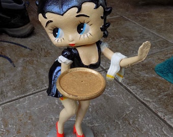 Large hand painted Cast Iron BETTY BOOP WAITRESS Free Standing Ornament.