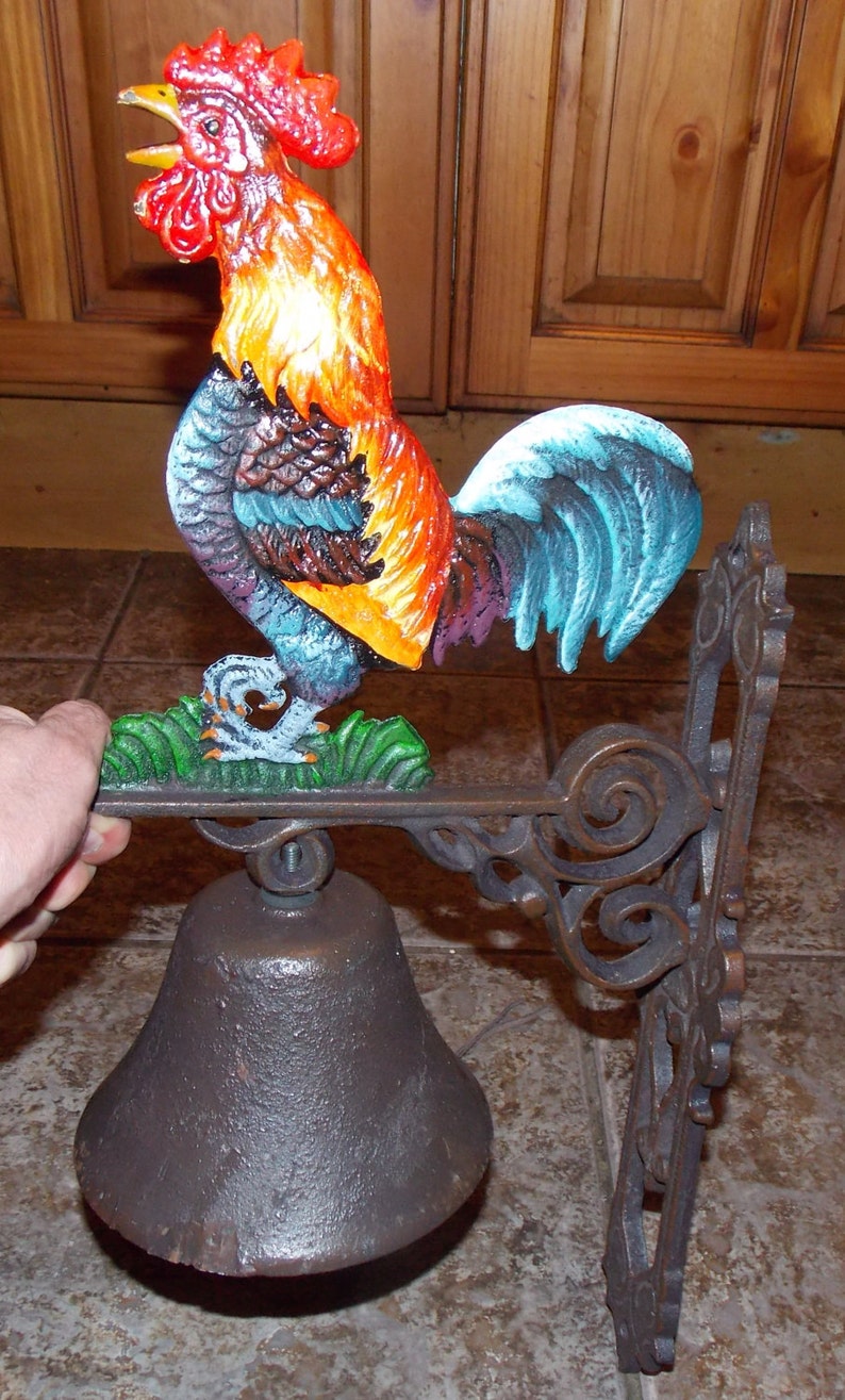 Hand Painted Cast Iron Superb Decorative Heavy COCKEREL Etsy