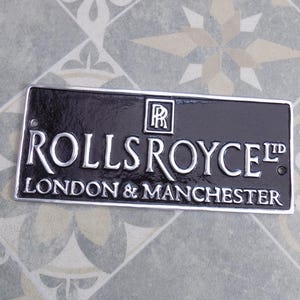 ROLLS ROYCE Ltd London & Manchester cast polished Aluminium Sign Plaque Garage Man Cave