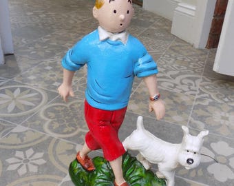 Large Heavy Cast Iron " TINTIN & SNOWY Doorstop Ornament 34cm or 13 1/4" tall