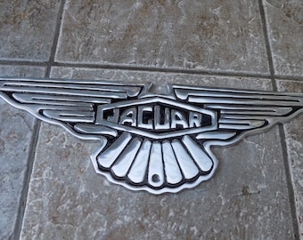 Hervorragendes Garagenschild im JAGUAR Wings-Stil, handbemaltes Aluminiumguss