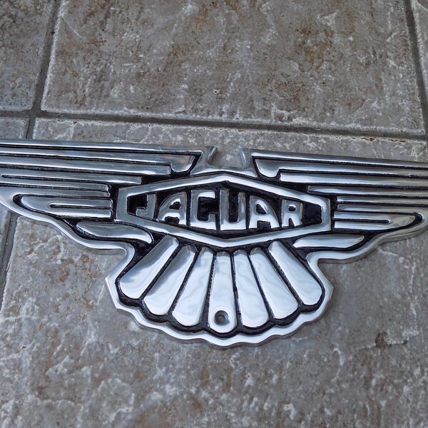 Hervorragendes Garagenschild im JAGUAR Wings-Stil, handbemaltes Aluminiumguss