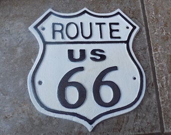 ROUTE 66 US Heavy Cast Iron Sign 25cm x 23cm or 10" x 9"