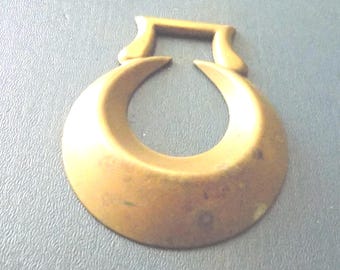 HORSE BRASS CRESCENT Moon design Folk Art stamped Antique Victorian Romany Gipsy origin