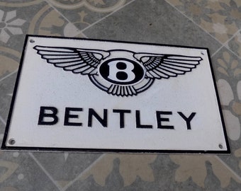 Superb 2 colour heavy cast iron sign or Plaque " BENTLEY " Wings Logo 12" x 7 1/2"