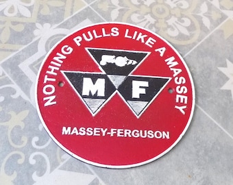 MASSEY FERGUSON TRACTOR Cast Iron Sign 9 1/4" 23.5cm wide Nothing Pulls like a Massey