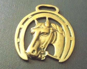 Antique cast HORSE BRASS heavy Horses Head Design