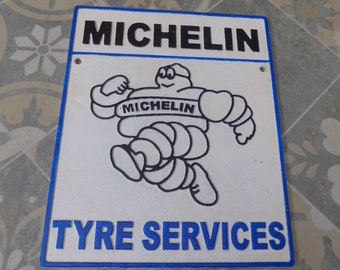 Superb Heavy Cast Iron " Open for MICHELIN TYRES " Michelin Man Advertising Sign or Plaque