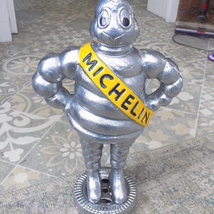 BIG MICHELIN MAN Stood on Tyre polished aluminium ornament 15 inches 38cm tall