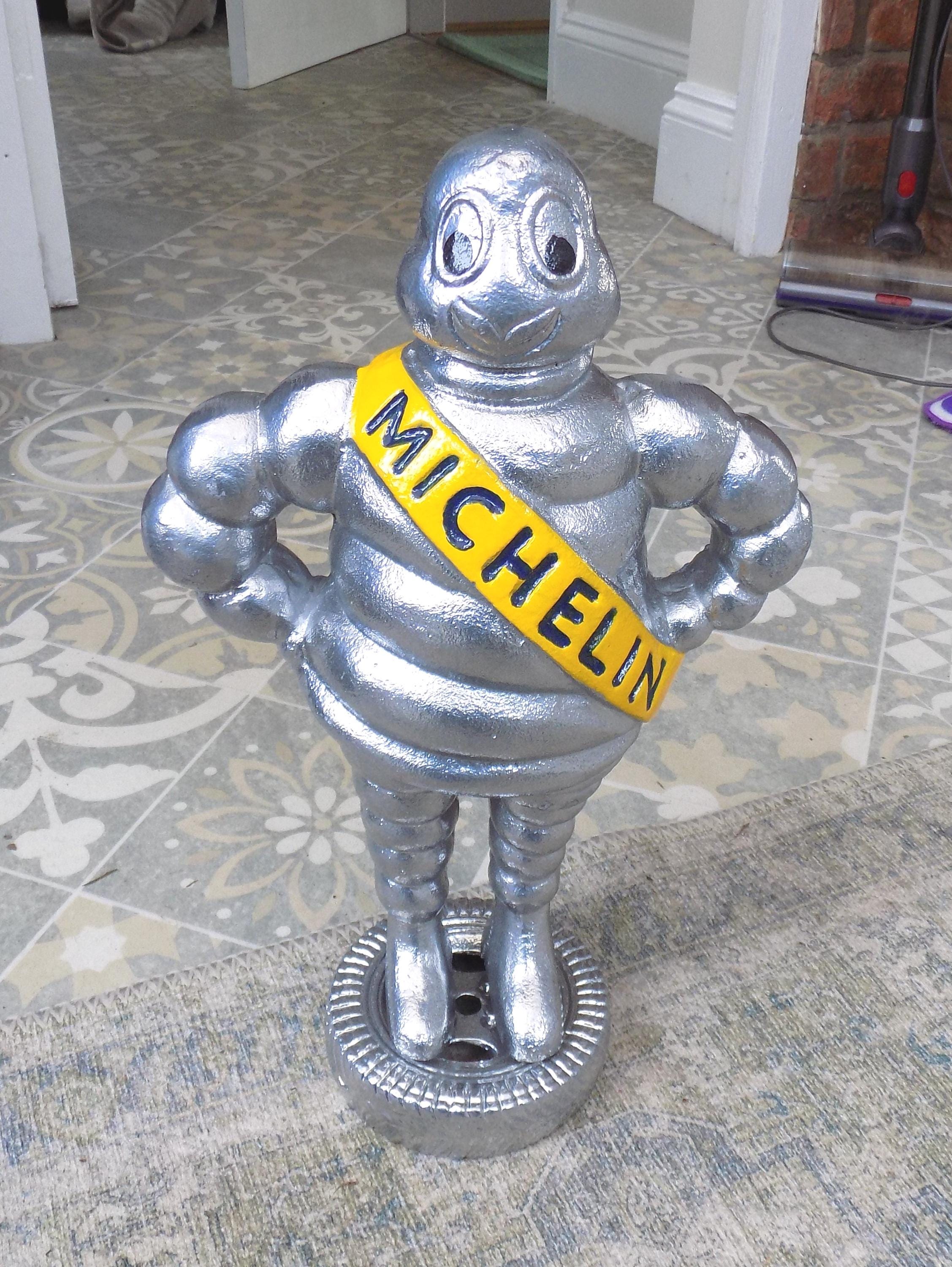 BIG MICHELIN MAN Stood on Tyre Polished Aluminium Ornament 15