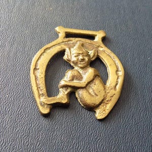 Vintage Miniature HORSE or PONY BRASS Cornwall or Devon Pixie Design Good luck charm