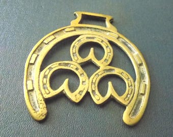 HORSE BRASS Lucky Three Horseshoes style Design antique