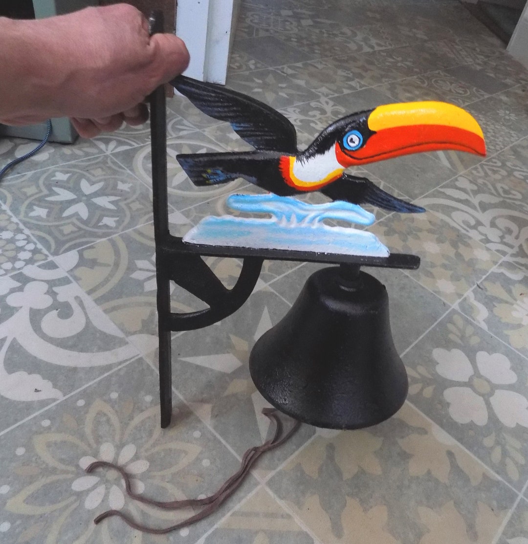 TOUCAN Themed Wall Mounting Bell Heavy Painted Cast Iron Loud