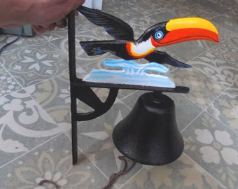 TOUCAN Themed Wall Mounting Bell heavy painted Cast Iron Loud !!!