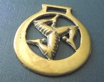 HORSE BRASS CELTIC Isle of Man Triskele Triskelion Design cast antique folk art