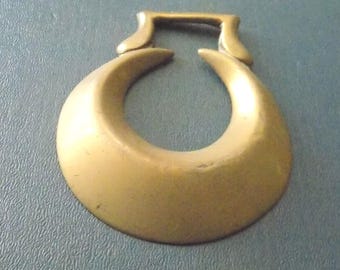 HORSE BRASS CRESCENT Moon design Folk Art stamped Antique Victorian Romany Gipsy origin
