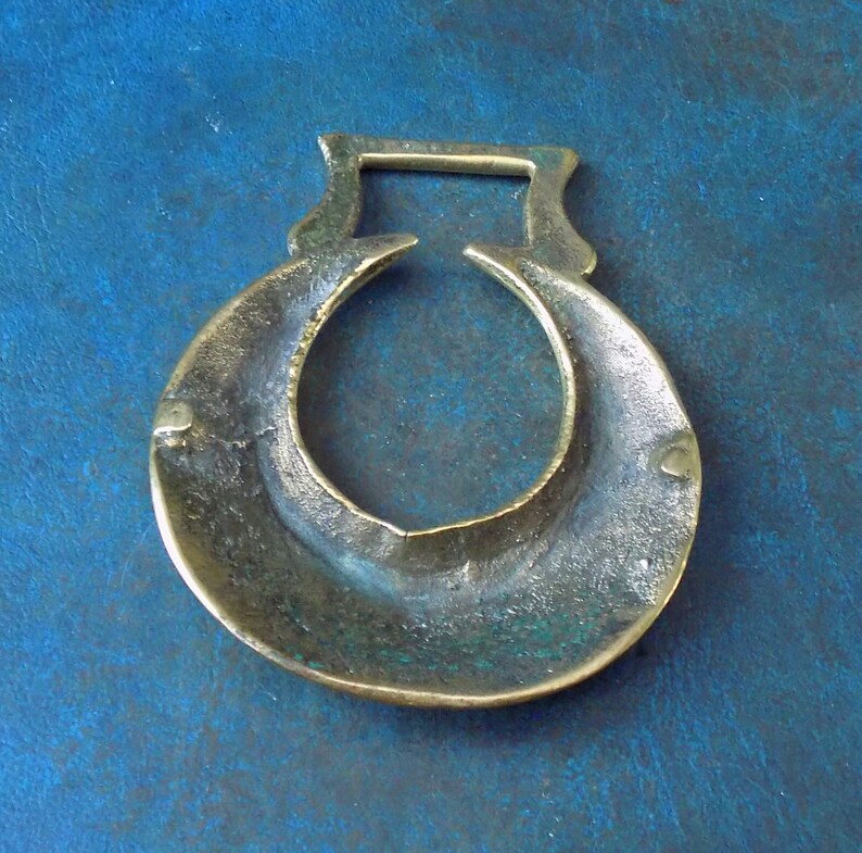 Genuine Antique Victorian HORSE BRASS CRESCENT Moon design Made in England