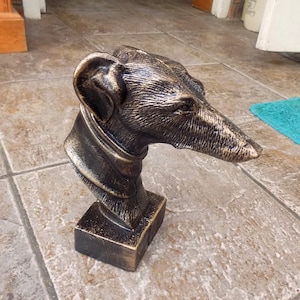 Greyhound Whippet Dog Cast Iron Bronze effect Bust Head Statue Ornament Book End