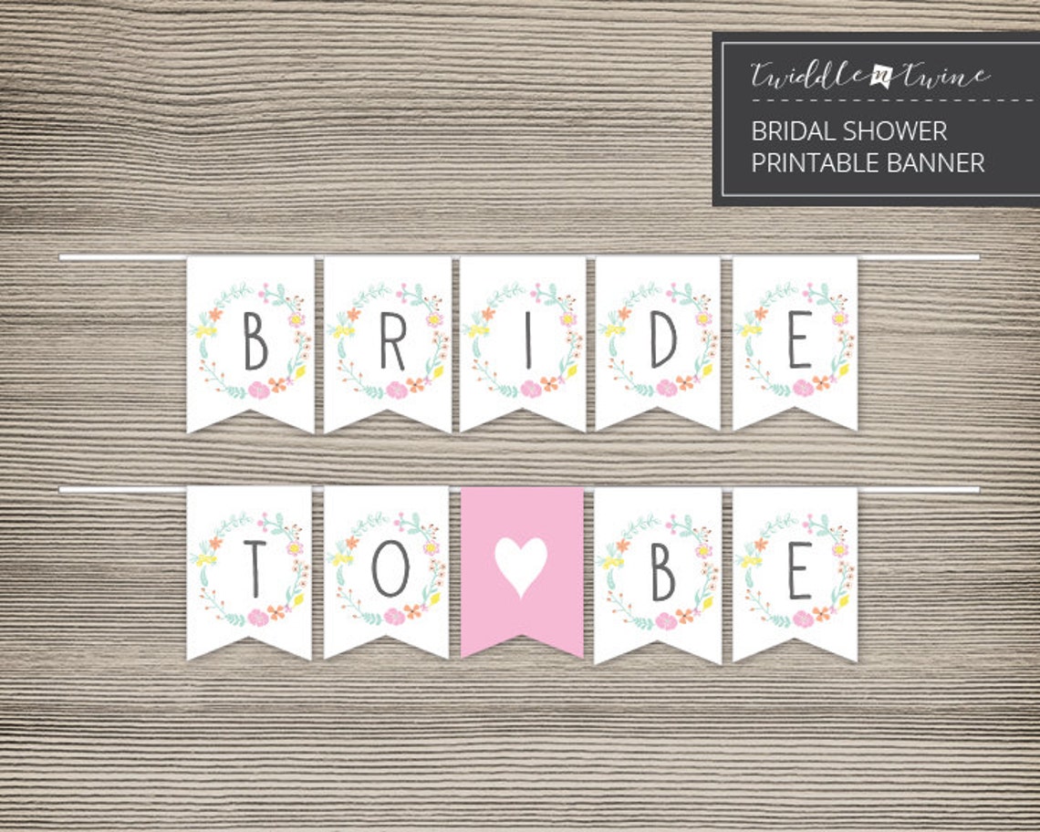 Bridal Shower Printable Banner Floral Frame DIY FF01 - Etsy