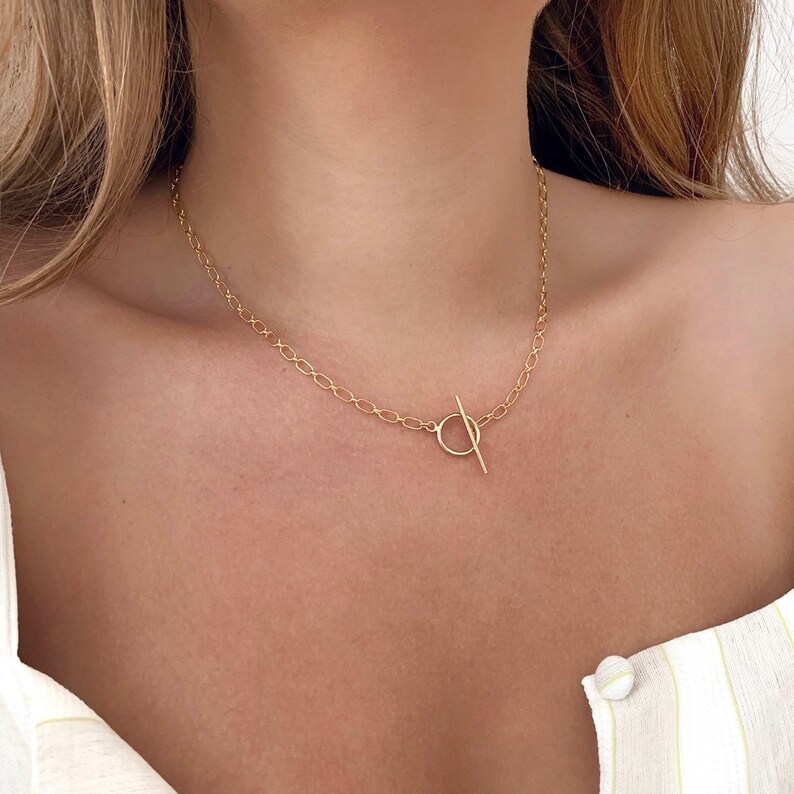 Front Clasp Necklace Gold Layering Necklace Gold Fill Etsy