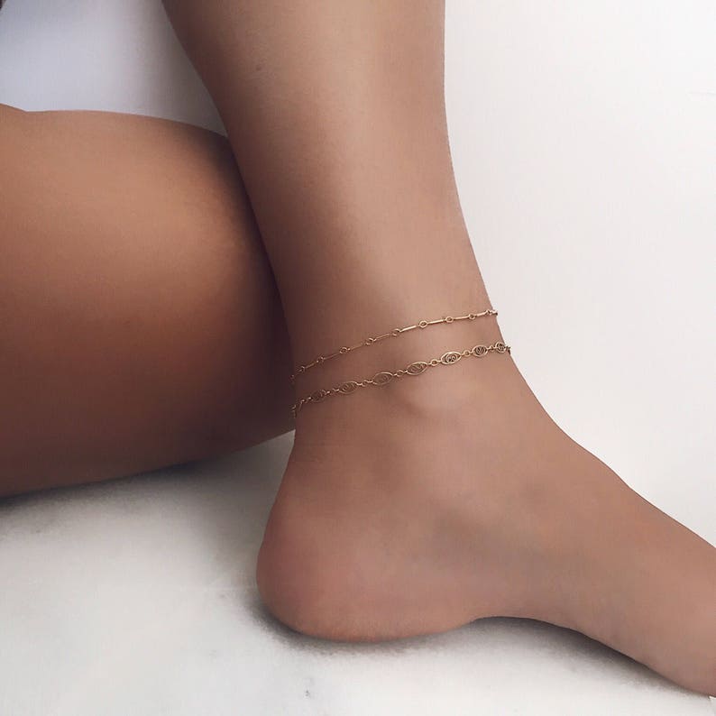 Delicate Anklet Dainty Bracelet Gold Anklet Boho Anklet 14 KT Gold Filled Gold Chain Anklet Prom
