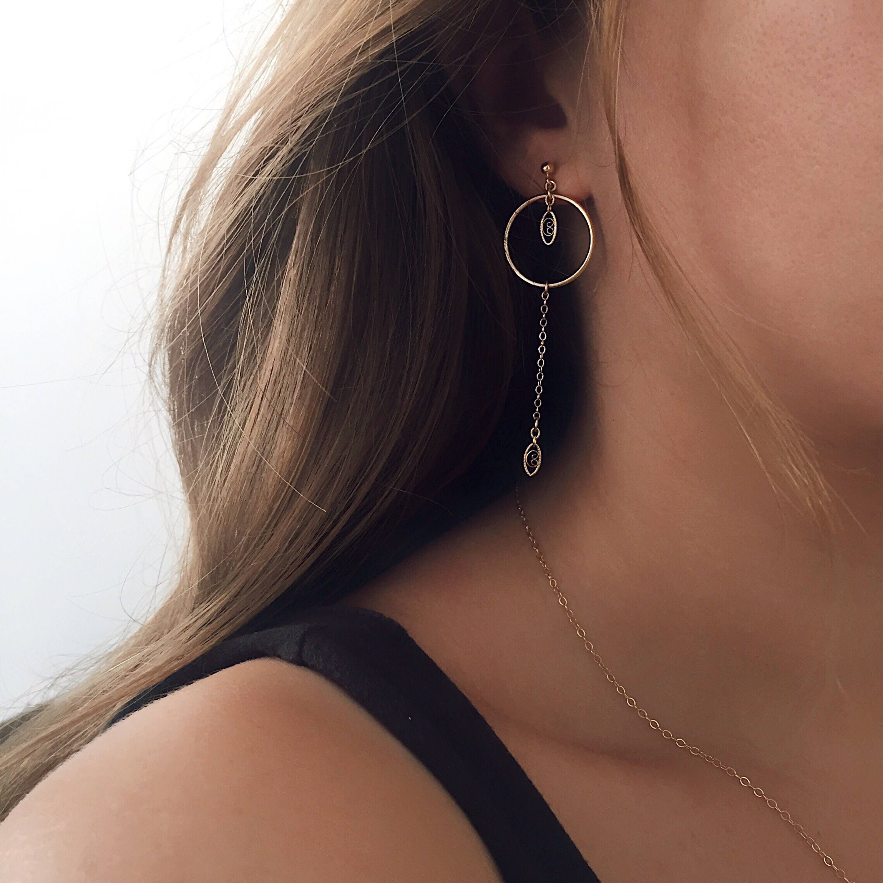 Gold Round Earrings Dainty Gold Earrings 14 KT Gold Fill | Etsy