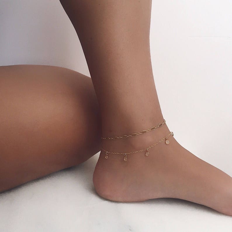 Delicate Anklet Dainty Bracelet Gold Anklet Boho Anklet 14 KT Gold Filled Gold Chain Anklet Prom